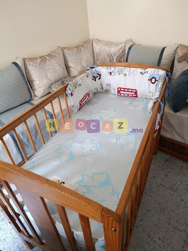 Lit bébé 3 niveaux cododo avec matelat et tour de lit - image 4