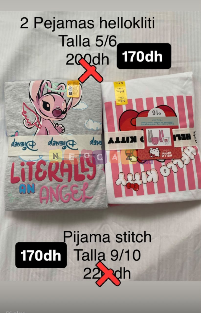 Lot de 2 pyjamas Hello Kitty et Stitch Disney - Taille 5/6 - image 1